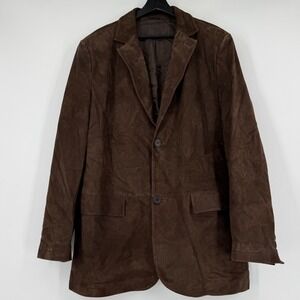 Ermenegildo Zegna Italy Brown Suede Leather Blazer Jacket Mens XXL 56